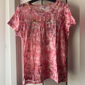 Hannah. L Y2K Sheer, Floral Top